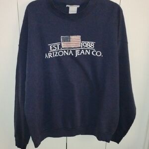 Arizona Jean Company Navy Crewneck Sweatshirt with Embroidered Flag